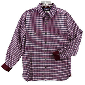 Construct‎ Shirt Jacket Mens Sz M Blue Red Plaid Cotton Twill Lined Flip Cuffs